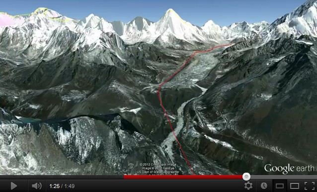 Trekking camp de base de l’Everest avec Google Earth