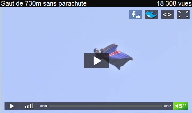 Première mondiale : Il atterrit sans parachute après avoir sauté à 730m ( vidéo)
