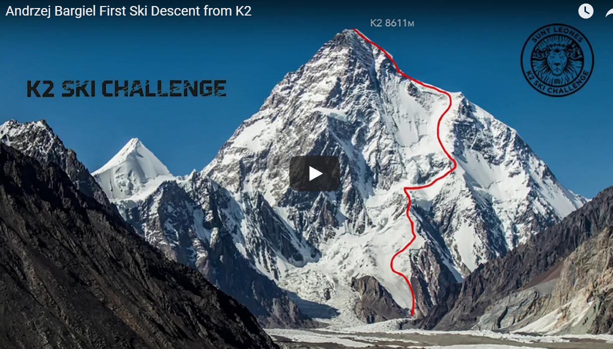 Andrzej Bargiel annonce la première descente a ski du k2 8611m en vidéo